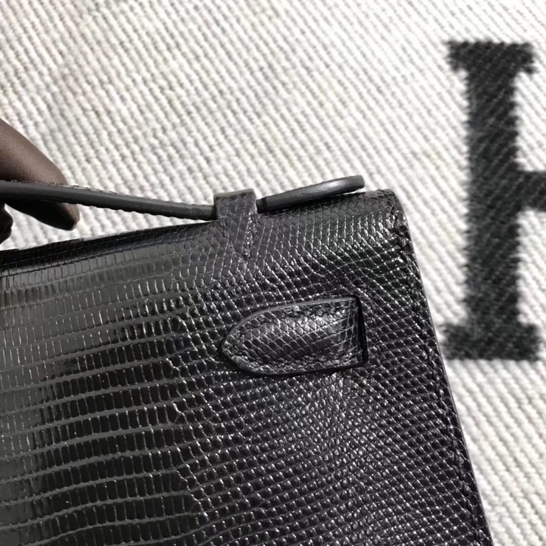 Hermès（爱马仕）蜥蜴皮 minikelly 22cm  黑金 好久没做过蜥蜴皮的现货