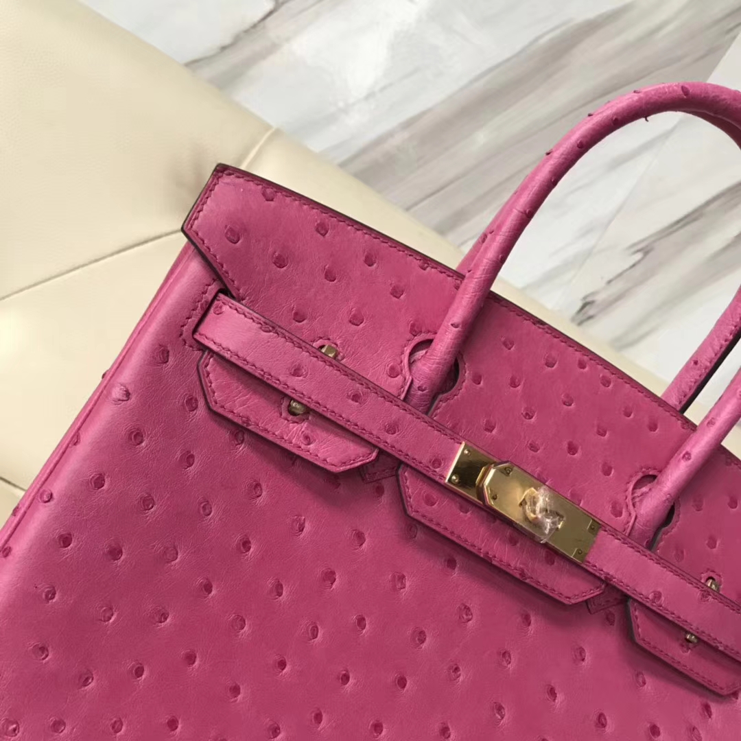 Hermès（爱马仕）Birkin30cm Ostrich Kk鸵鸟 E5 糖果粉 金扣
