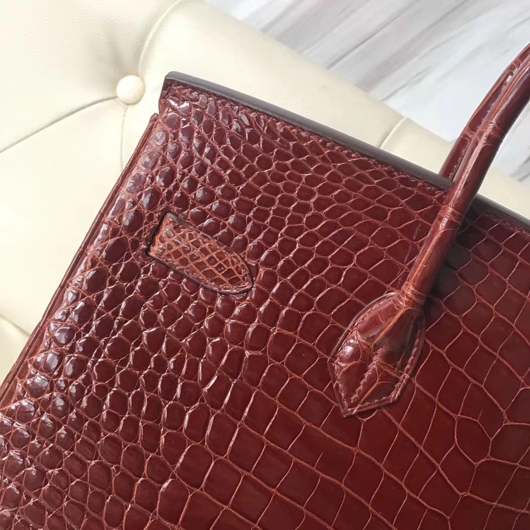 Hermès（爱马仕）Birkin Porosus shiny 亮面鳄鱼 ck31 蜜糖棕 miel 金扣 35cm