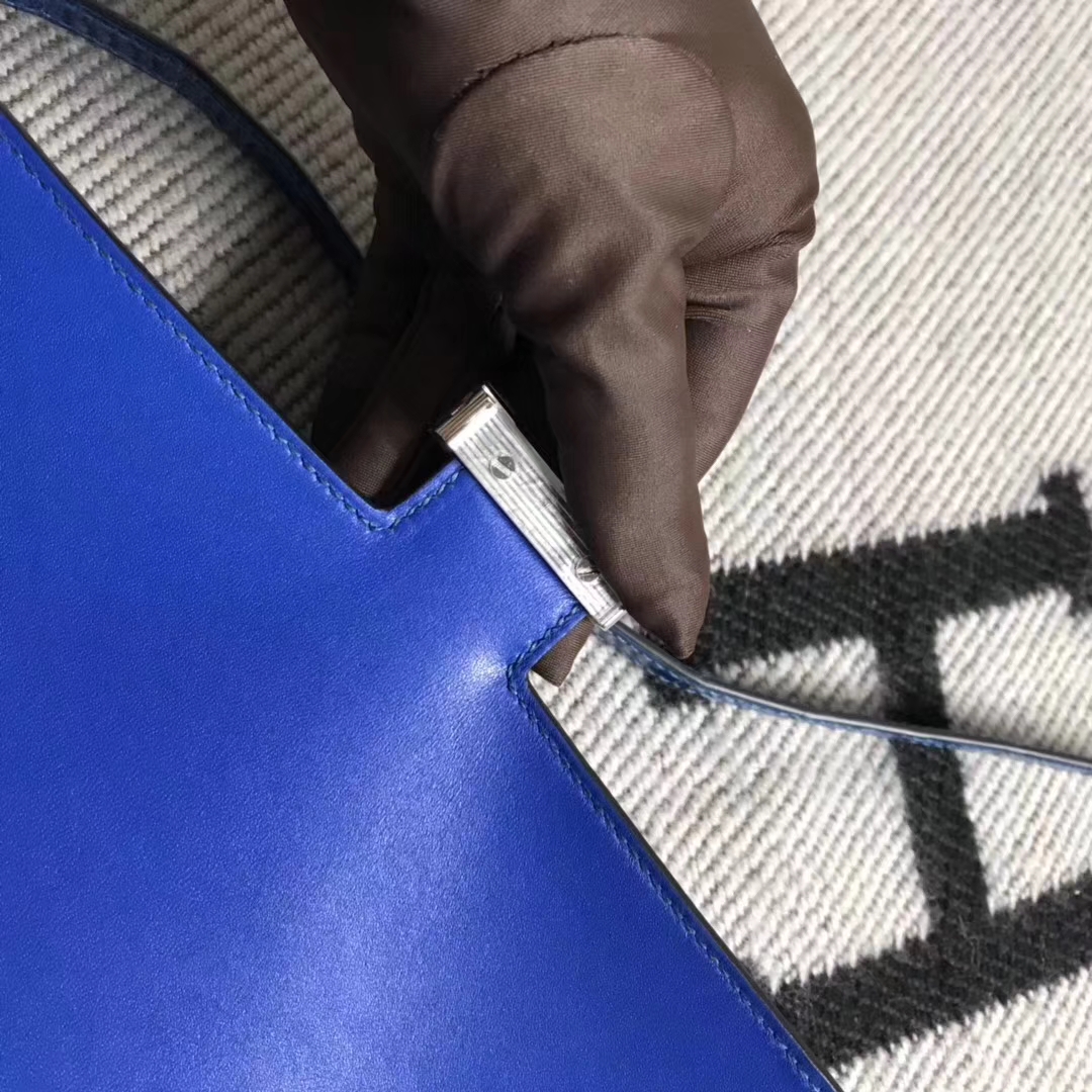 Hermès（爱马仕）Constance 空姐包 极品亮面鳄鱼 小康elan 希腊蓝 26cm
