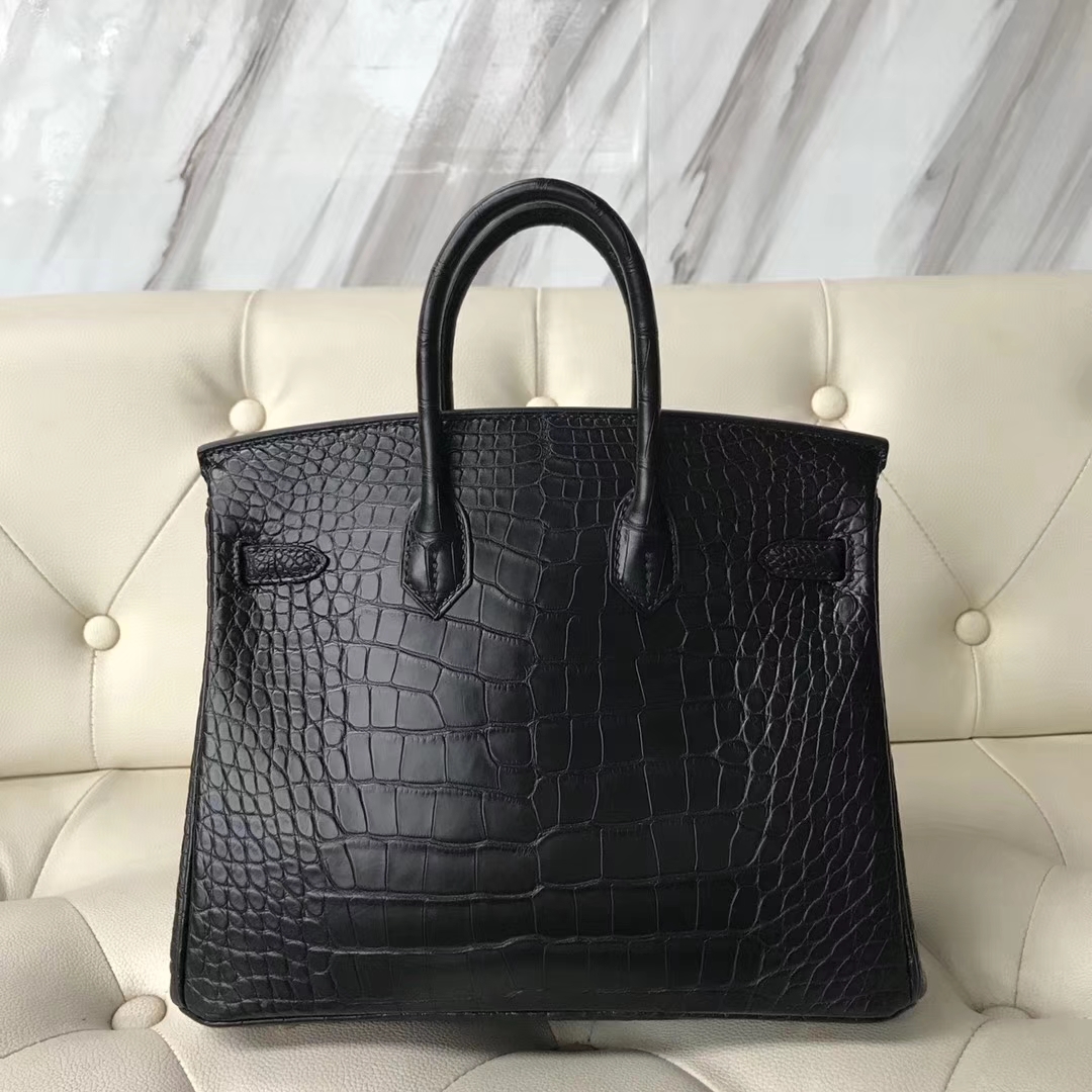 Hermès（爱马仕）Birkin25cm Alligator matt雾面鳄鱼 ck89 黑色 金扣