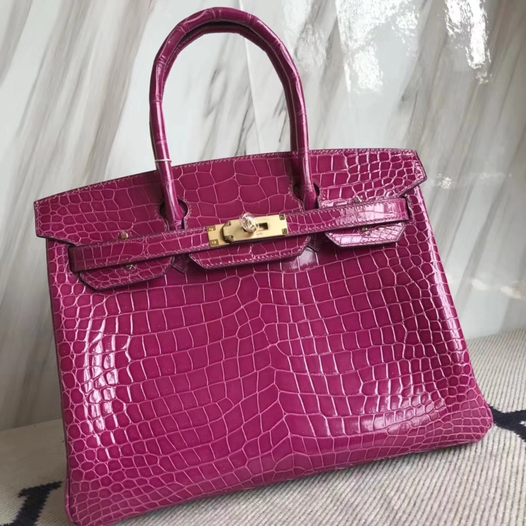 Hermès(爱马仕)Birkin30cm shiny porosus crocodile 澳洲湾鳄 原厂御用HCP J5天方夜谭粉紫 顶级工艺 蜡线全手工 金扣-拉尔森鳄鱼皮具定制 - 爱马仕包包官网 Hermès(爱马仕)Birkin30cm shiny porosus crocodile 澳洲湾鳄 原厂御用HCP J5天方夜谭粉紫 顶级工艺 蜡线全手工 金扣