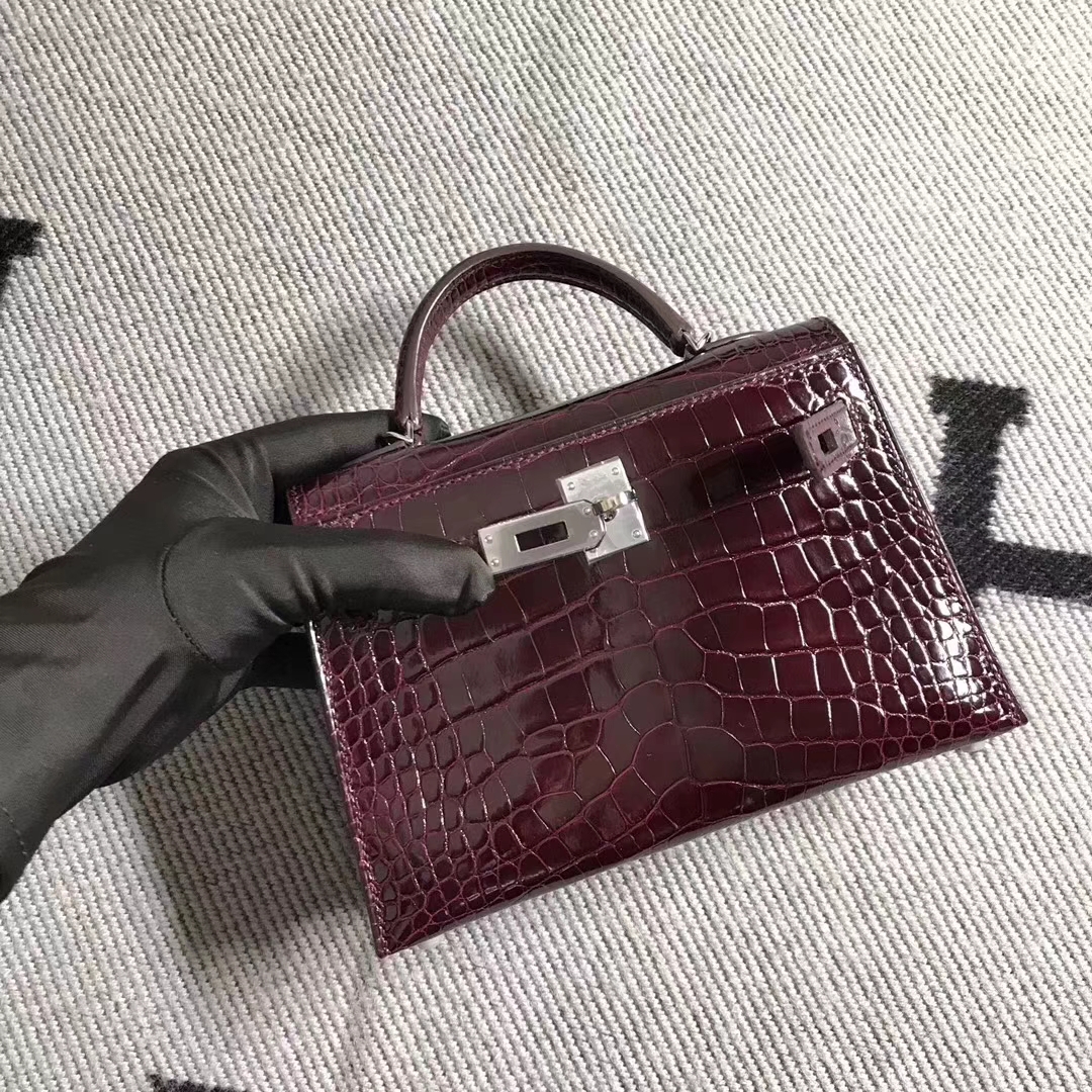 Hermès(爱马仕)小极品亮面鳄鱼 两点 小康 19cm 银扣,完美品质-拉尔森鳄鱼皮具定制 - 爱马仕包包官网 Hermès(爱马仕)小极品亮面鳄鱼 两点 小康 19cm 银扣,完美品质