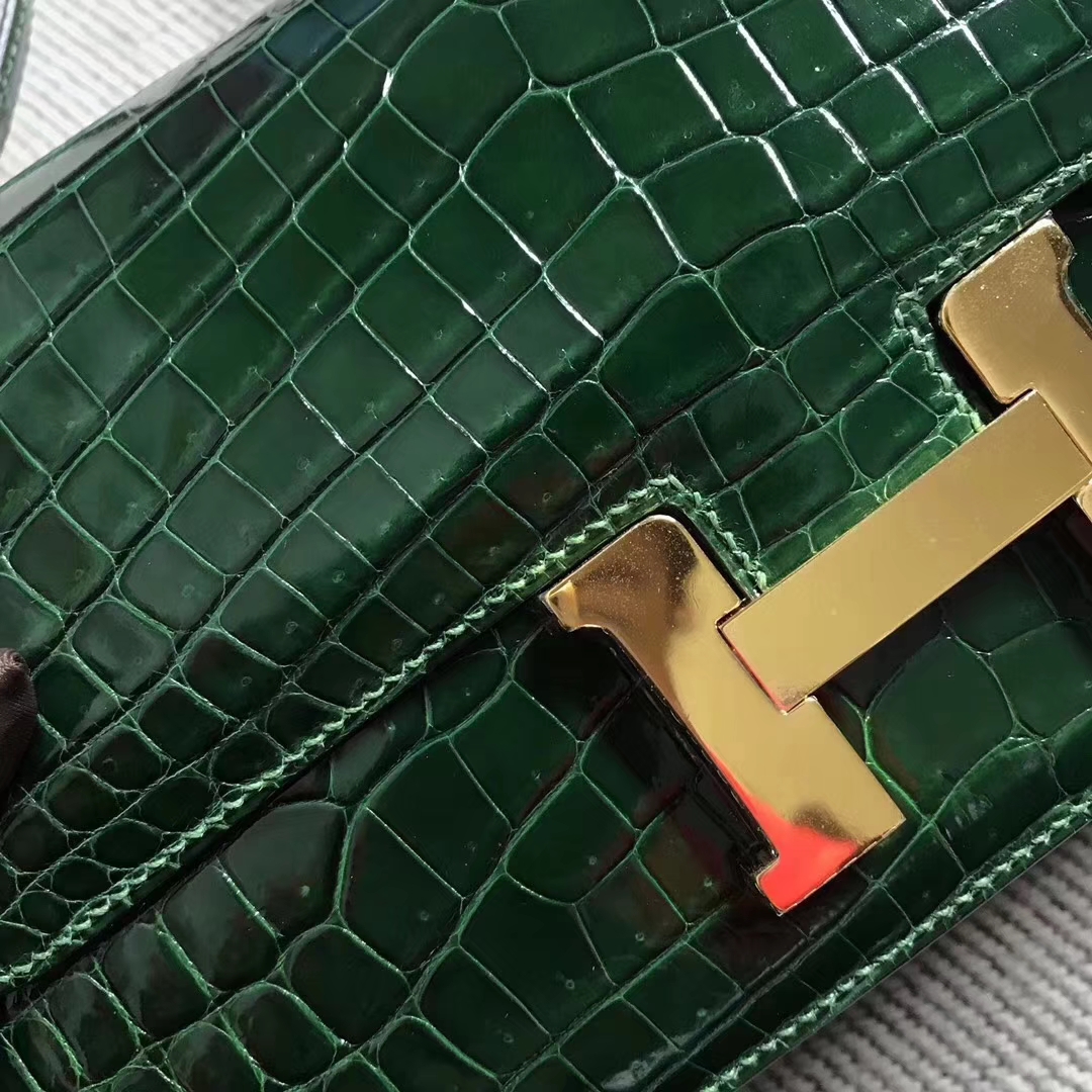 Hermès（爱马仕）Constance 空姐包 亮面小康 银扣 祖母绿 26cm