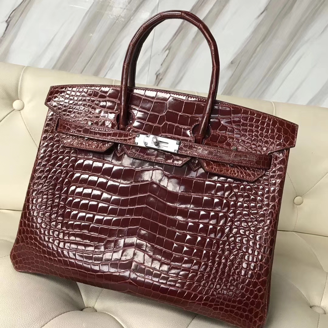 Hermès（爱马仕）Birkin porosus shiny 亮面澳洲湾鳄 ck31 蜜糖棕 miel 银扣 35cm
