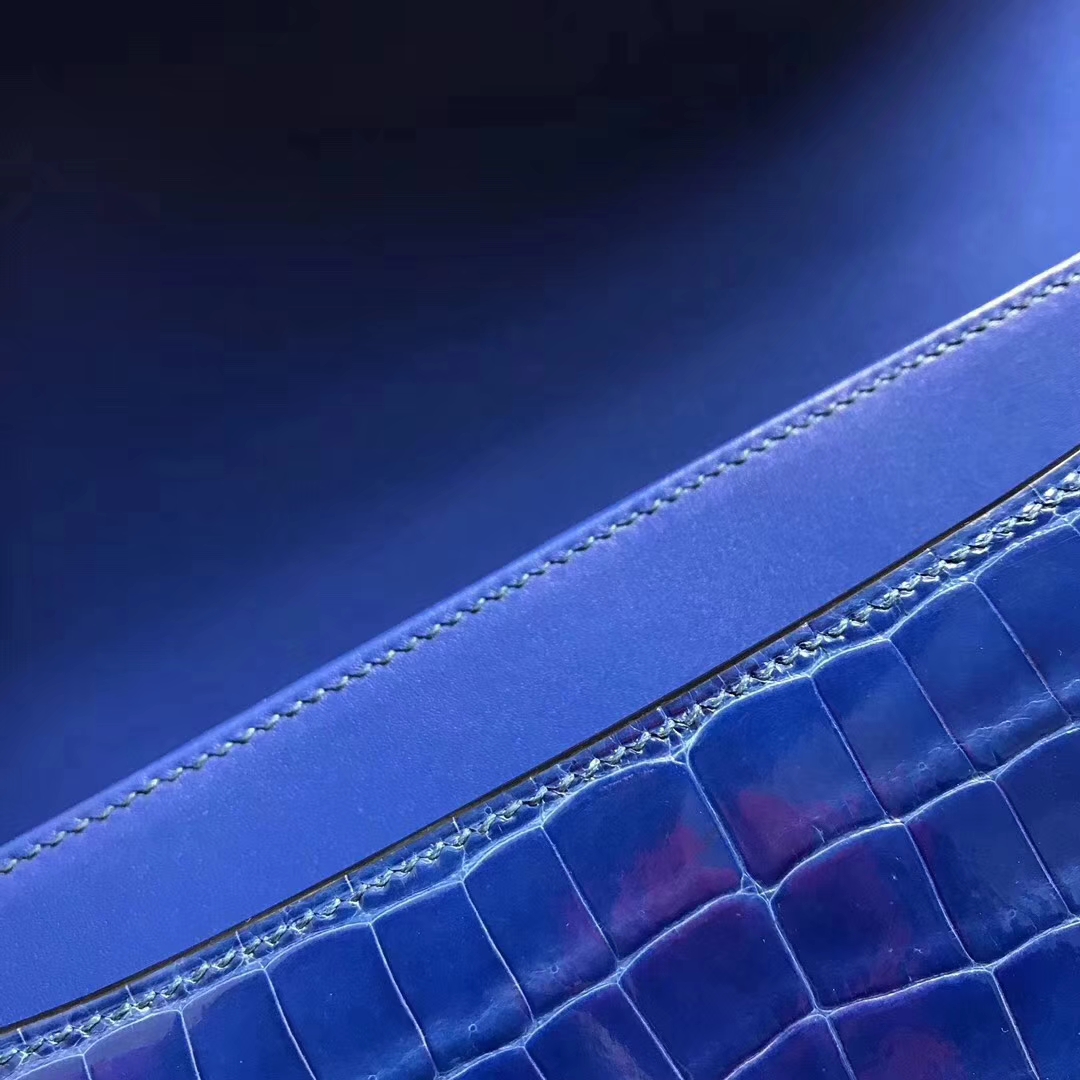 Hermès（爱马仕）Constance 空姐包 极品亮面鳄鱼 小康elan 希腊蓝 26cm