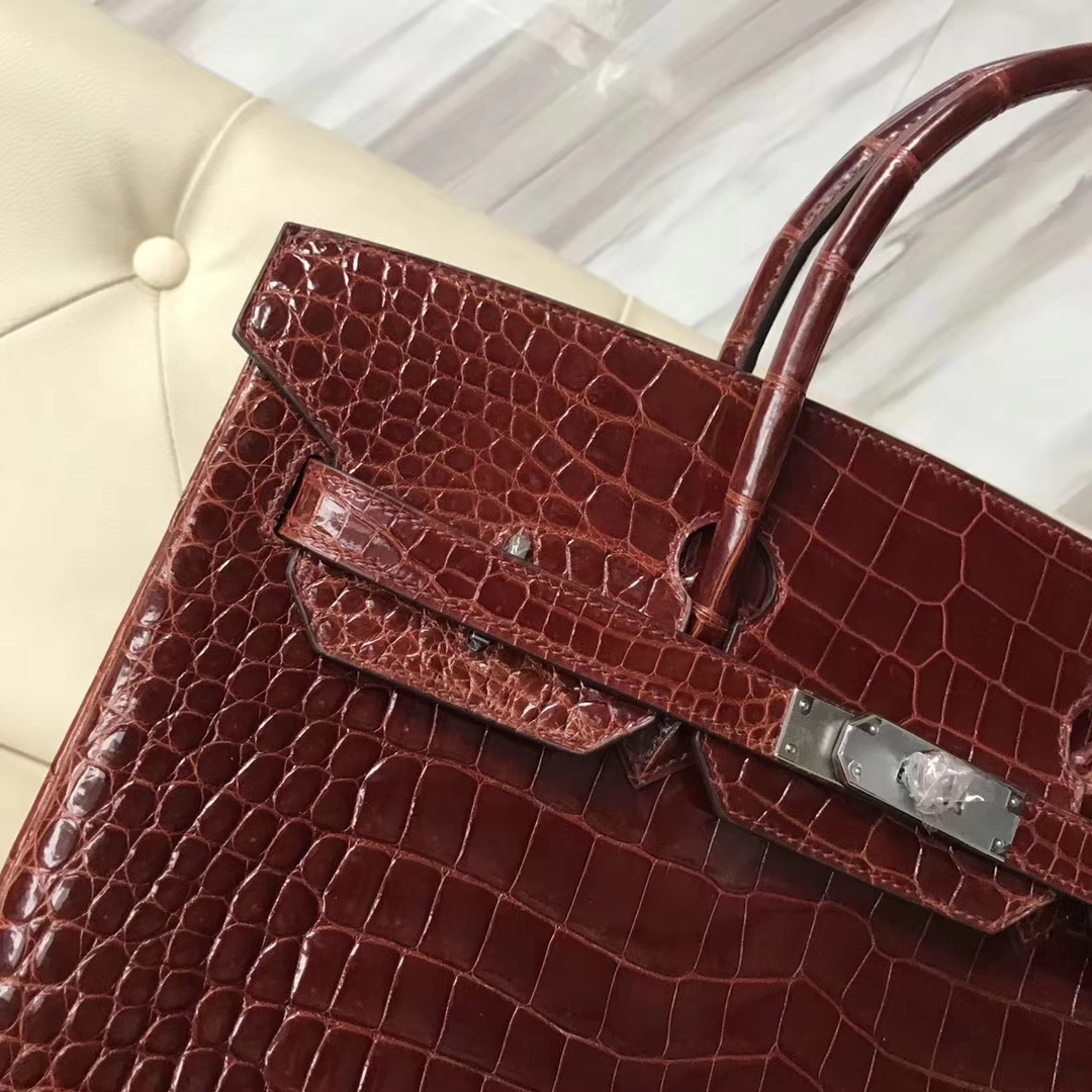 Hermès（爱马仕）Birkin porosus shiny 亮面澳洲湾鳄 ck31 蜜糖棕 miel 银扣 35cm