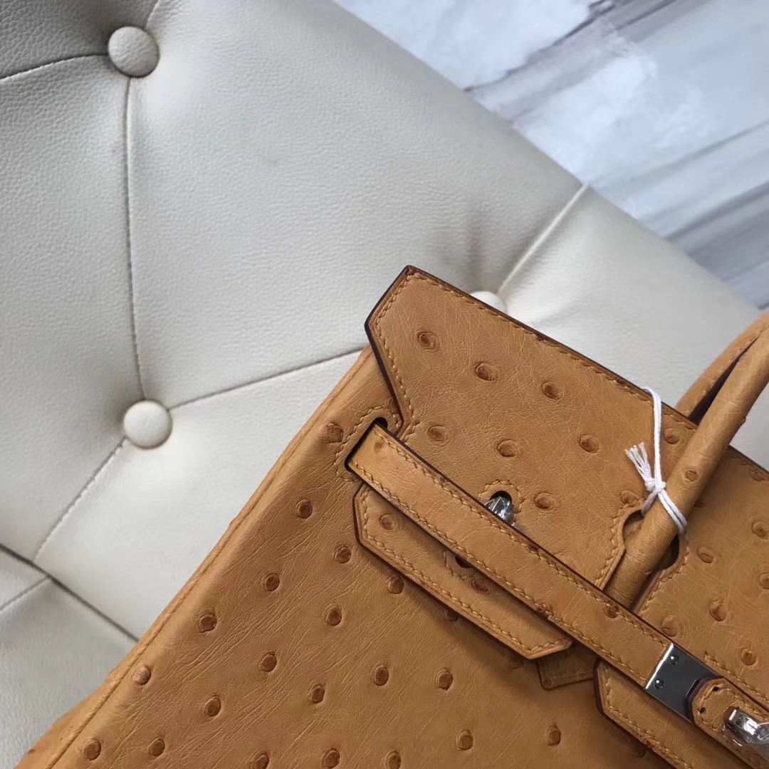 Hermès(爱马仕)Birkin25cm ostrich kk鸵鸟 顶级工艺 蜡线全手工 芥末黄-拉尔森鳄鱼皮具定制 - 爱马仕包包官网 Hermès(爱马仕)Birkin25cm ostrich kk鸵鸟 顶级工艺 蜡线全手工 芥末黄