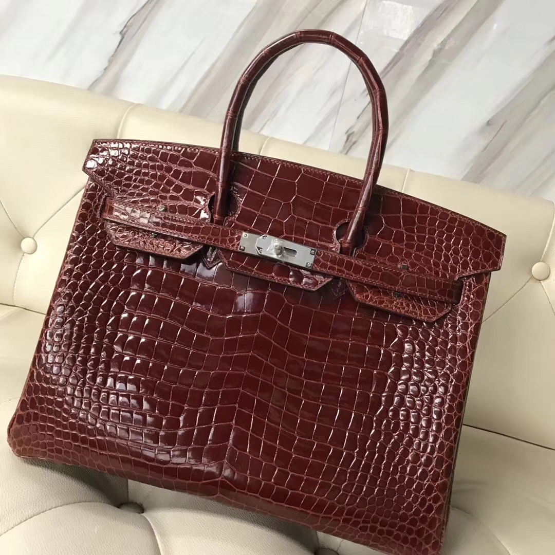 Hermès（爱马仕）Birkin porosus shiny 亮面澳洲湾鳄 ck31 蜜糖棕 miel 银扣 35cm