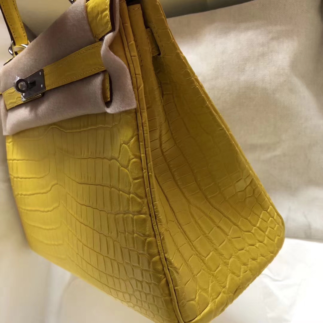 Hermès（爱马仕）Kelly Matt crocodile 雾面尼罗鳄 9R柠檬黄 28cm
