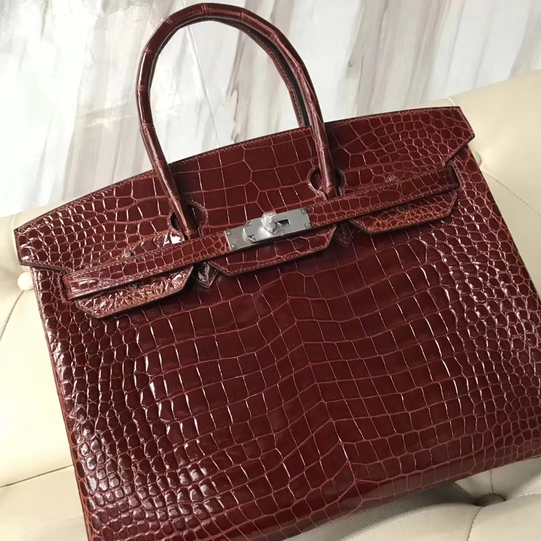 Hermès(爱马仕)Birkin porosus shiny 亮面澳洲湾鳄 ck31 蜜糖棕 miel 银扣 35cm-拉尔森鳄鱼皮具定制 - 爱马仕包包官网 Hermès(爱马仕)Birkin porosus shiny 亮面澳洲湾鳄 ck31 蜜糖棕 miel 银扣 35cm