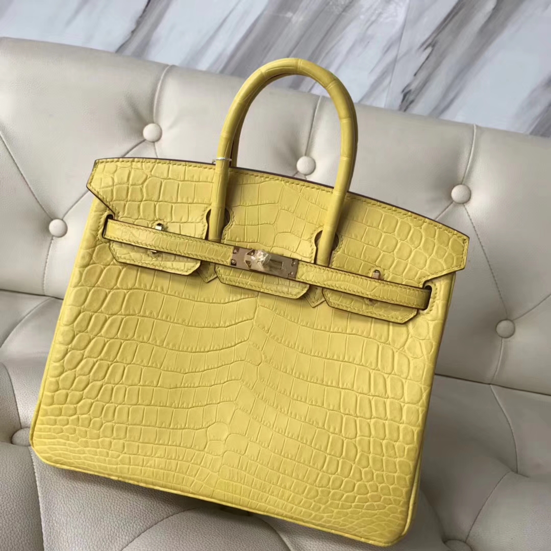 Hermès(爱马仕)Birkin铂金包 雾面鳄鱼 9R 柠檬黄 金扣 小可爱 25cm-拉尔森鳄鱼皮具定制 - 爱马仕包包官网 Hermès(爱马仕)Birkin铂金包 雾面鳄鱼 9R 柠檬黄 金扣 小可爱 25cm