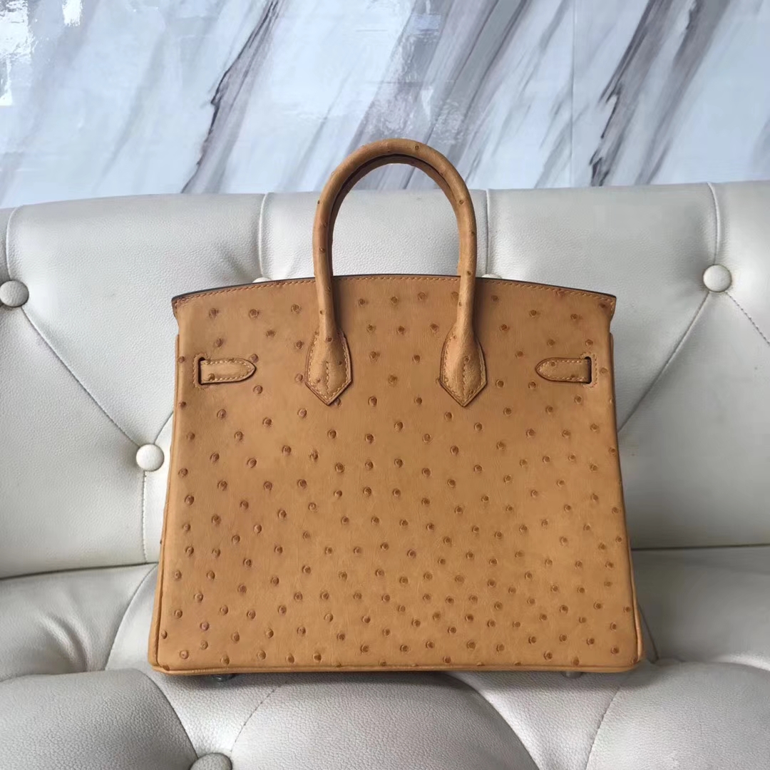 Hermès（爱马仕）Birkin25cm ostrich kk鸵鸟 顶级工艺 蜡线全手工 芥末黄