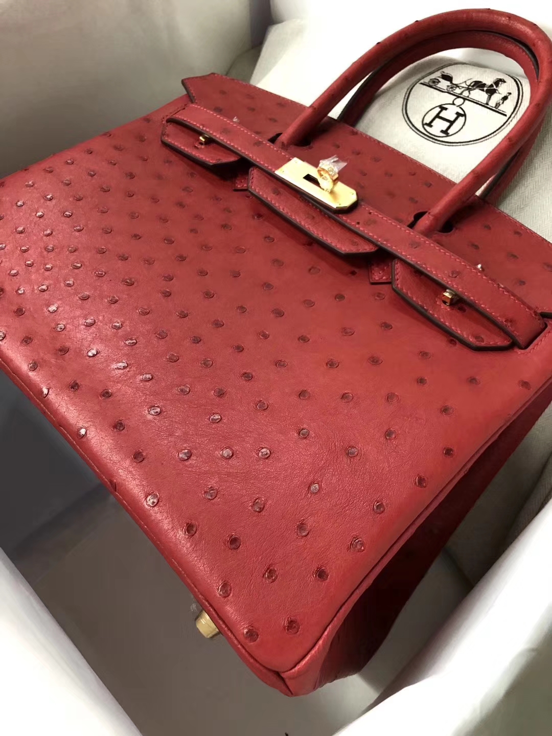 Hermès(爱马仕)Birkin Ostrich Kk 鸵鸟 Q5 国旗红 Rouge casaque 金扣 30cm-拉尔森鳄鱼皮具定制 - 爱马仕包包官网 Hermès(爱马仕)Birkin Ostrich Kk 鸵鸟 Q5 国旗红 Rouge casaque 金扣 30cm