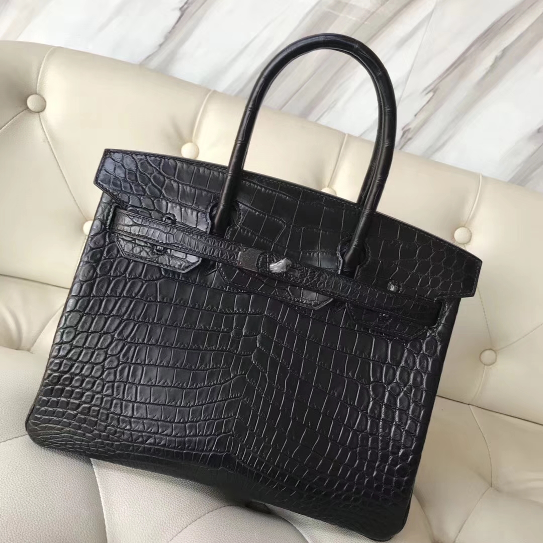 Hermès(爱马仕)新作 Birkin 黑色 so black 现货 30cm-拉尔森鳄鱼皮具定制 - 爱马仕包包官网 Hermès(爱马仕)新作 Birkin 黑色 so black 现货 30cm