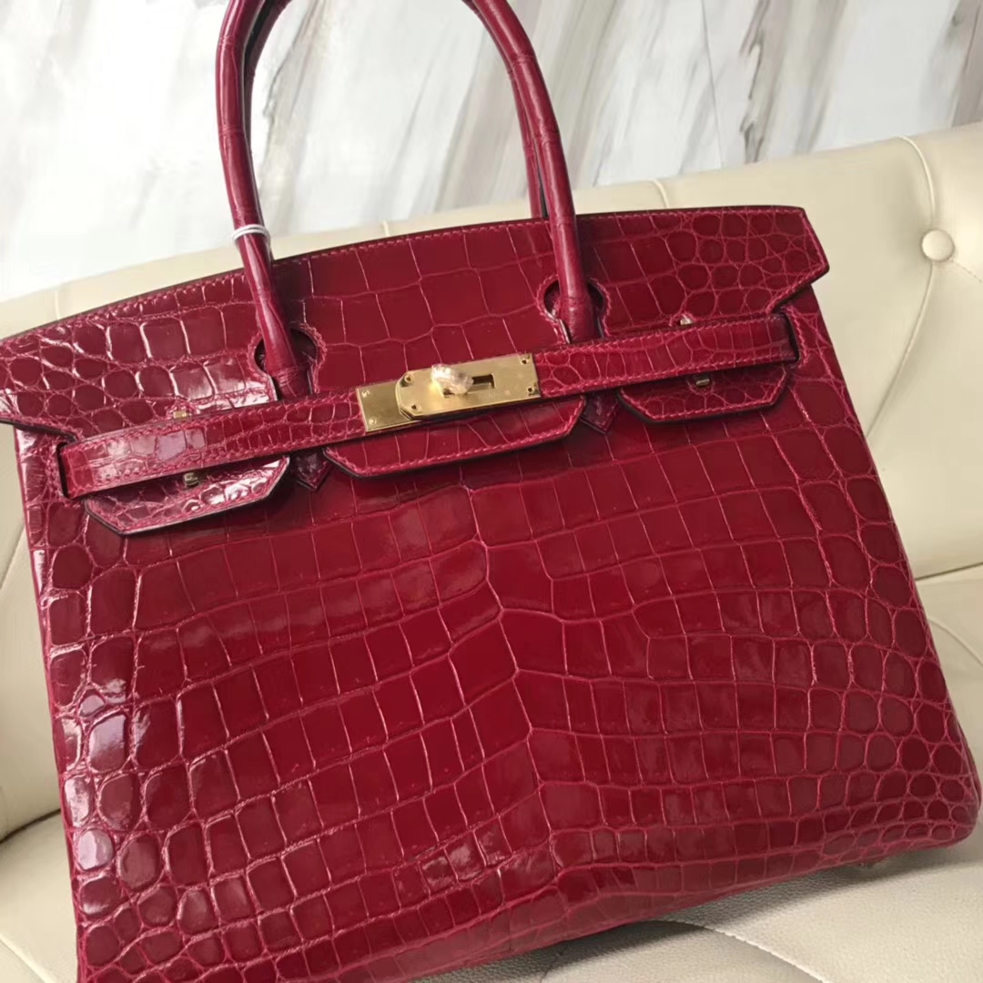 Hermès(爱马仕)Birkin Crocodile shiny 亮面鳄鱼 ck55 爱马仕红 Rouge H 金扣 30cm-拉尔森鳄鱼皮具定制 - 爱马仕包包官网 Hermès(爱马仕)Birkin Crocodile shiny 亮面鳄鱼 ck55 爱马仕红 Rouge H 金扣 30cm