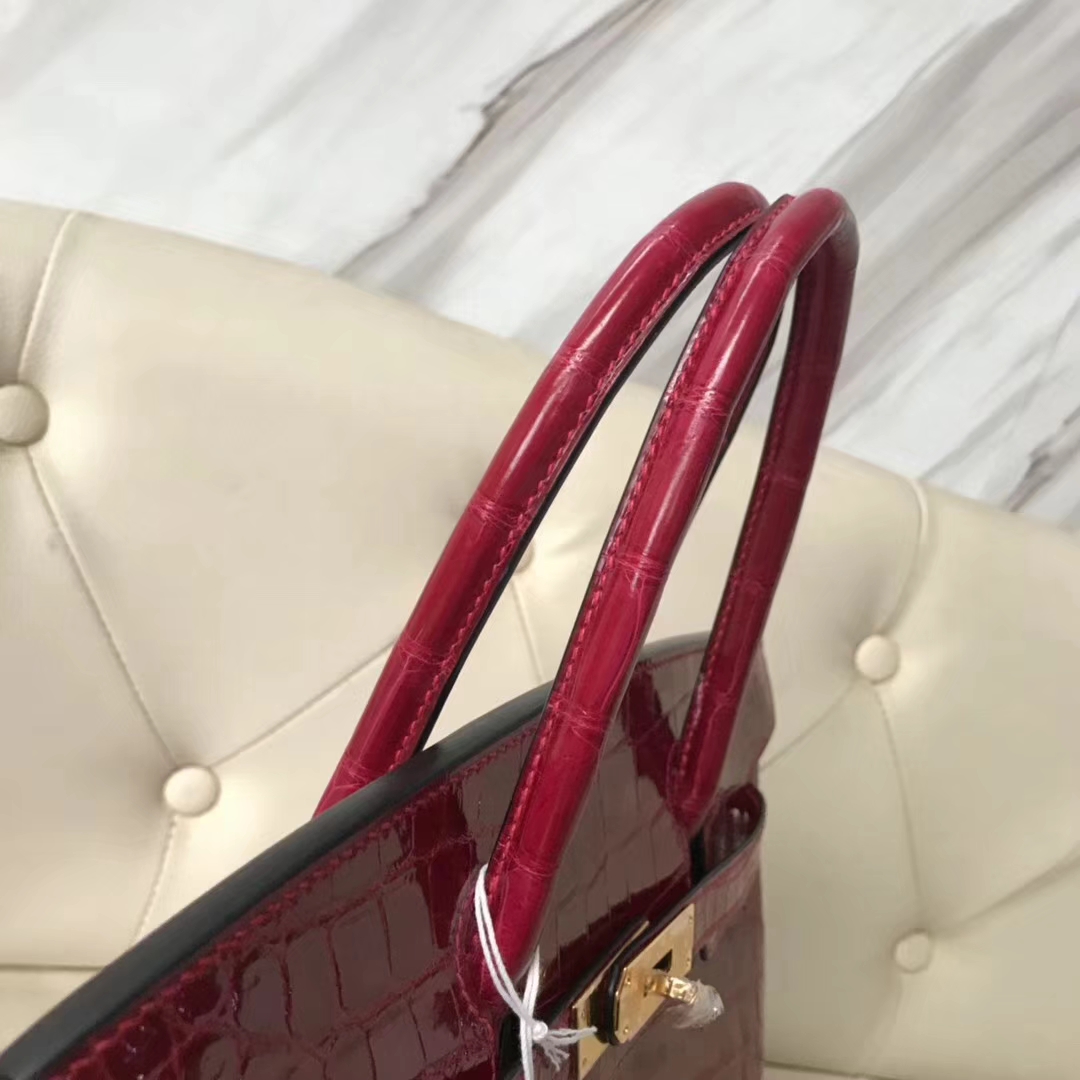 Hermès（爱马仕）Birkin Crocodile shiny 亮面鳄鱼 ck55 爱马仕红 Rouge H 金扣 30cm