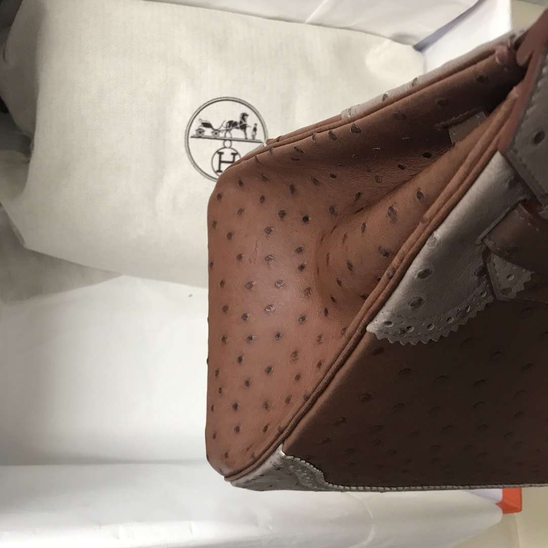 Hermès（爱马仕）Ghillies Birkin Ostrich 鸵鸟三拼 金扣 35cm