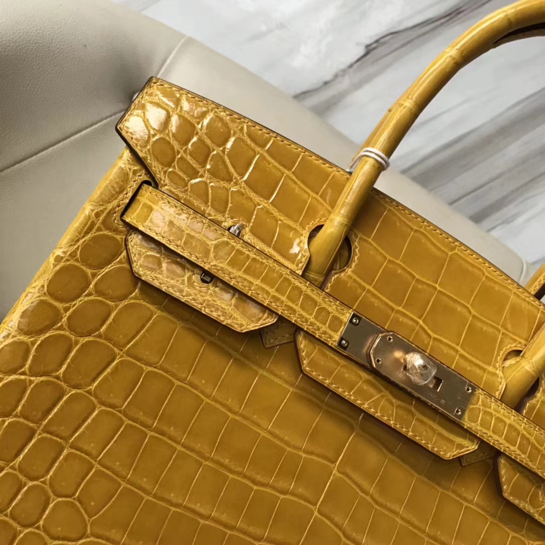 Hermès(爱马仕)Birkin Crocodile shiny 亮面鳄鱼 9D 琥珀黄 Ambre 金扣 30cm-拉尔森鳄鱼皮具定制 - 爱马仕包包官网 Hermès(爱马仕)Birkin Crocodile shiny 亮面鳄鱼 9D 琥珀黄 Ambre 金扣 30cm