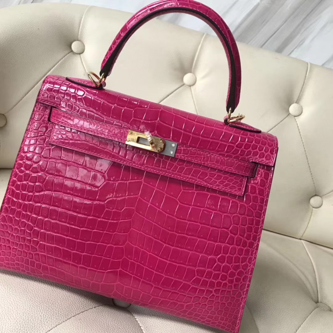 Hermès(爱马仕)Kelly Porosus shiny亮面澳洲湾鳄 J5 天方夜谭粉紫 金扣 25cm-拉尔森鳄鱼皮具定制 - 爱马仕包包官网 Hermès(爱马仕)Kelly Porosus shiny亮面澳洲湾鳄 J5 天方夜谭粉紫 金扣 25cm