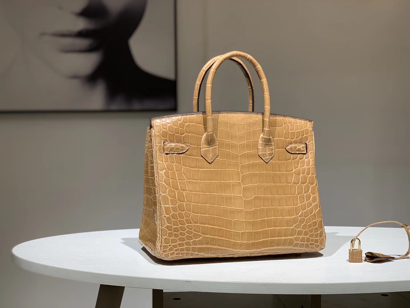 Hermès（爱马仕）Brikin铂金包 鳄鱼皮 杏色 30cm