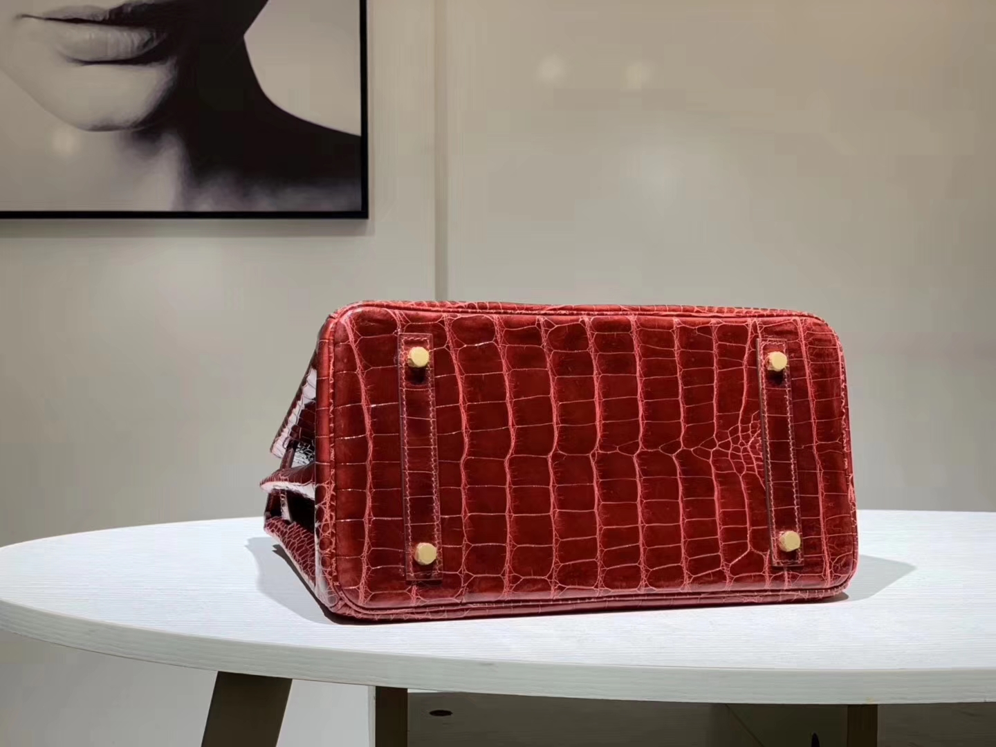 Hermès（爱马仕）Brikin铂金包 鳄鱼皮 波尔多酒红 30cm