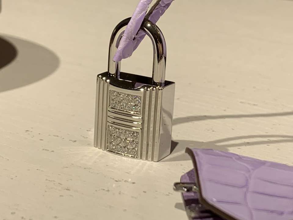 Hermès（爱马仕）Birkin 铂金包 香芋紫 带钻银扣 鳄鱼皮 纯手工 25cm