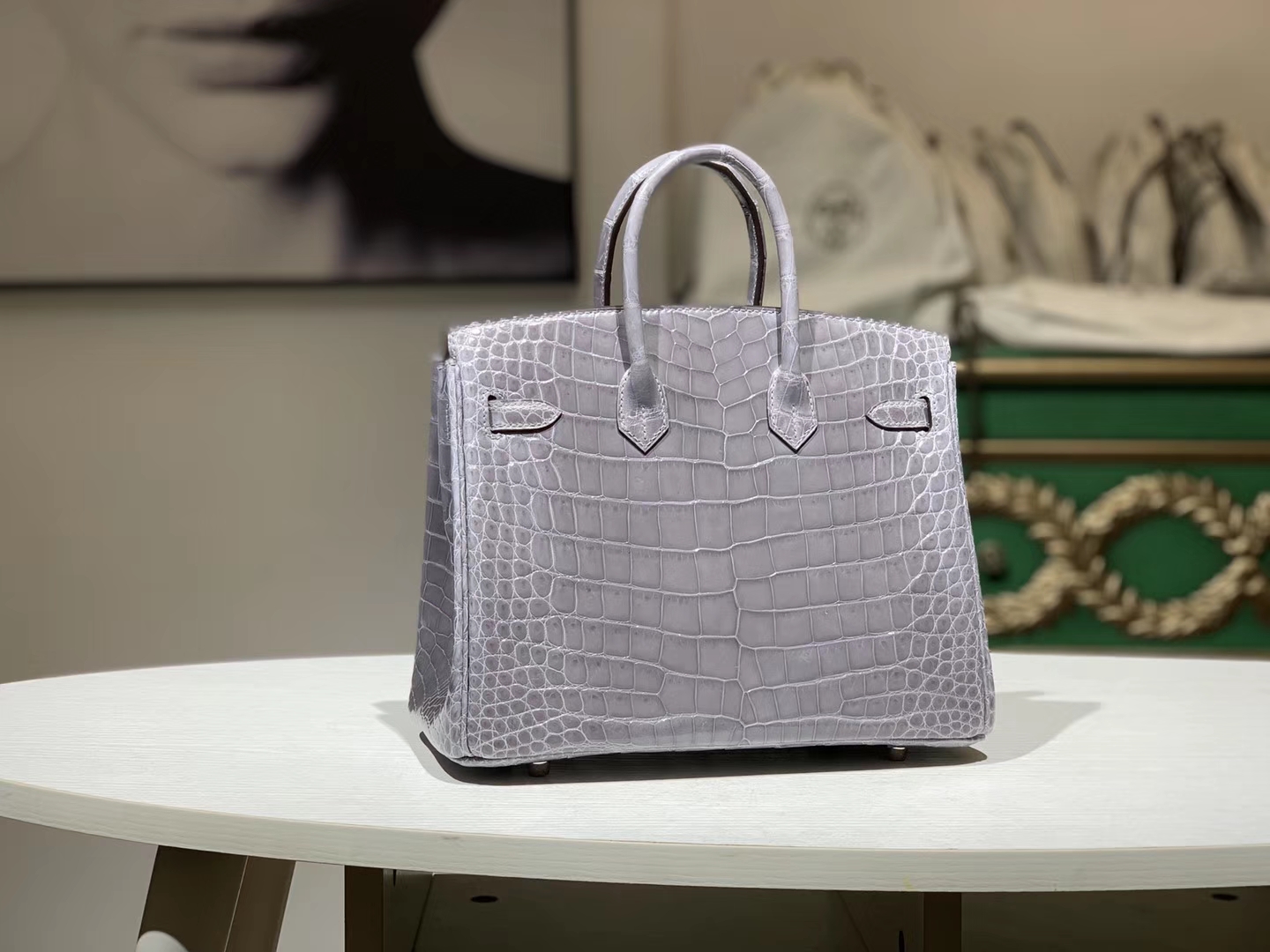 Hermès（爱马仕）Brikin铂金包 鳄鱼皮 沥青灰 现货 25cm