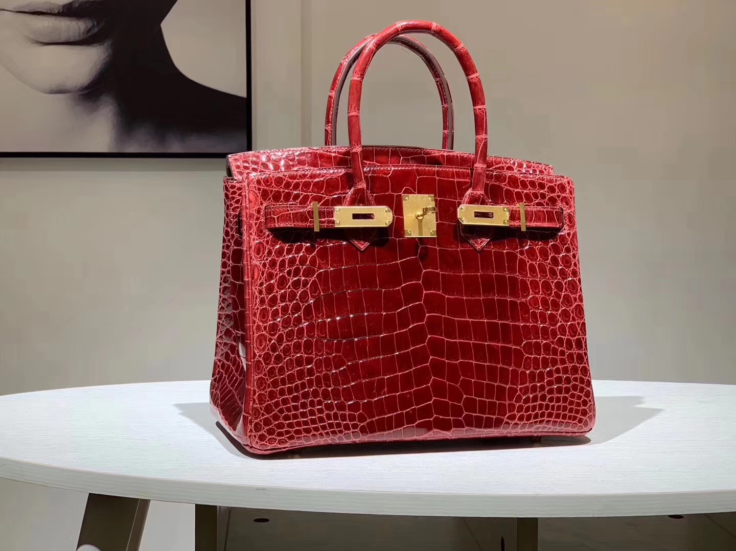 Hermès（爱马仕）Brikin铂金包 鳄鱼皮 波尔多酒红 30cm