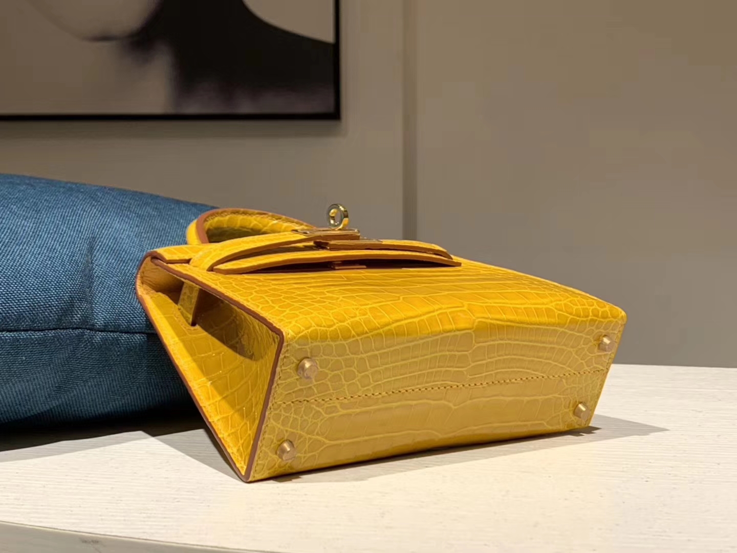 Hermès（爱马仕）mini kelly二代 鳄鱼皮 9D 琥珀黄 现货