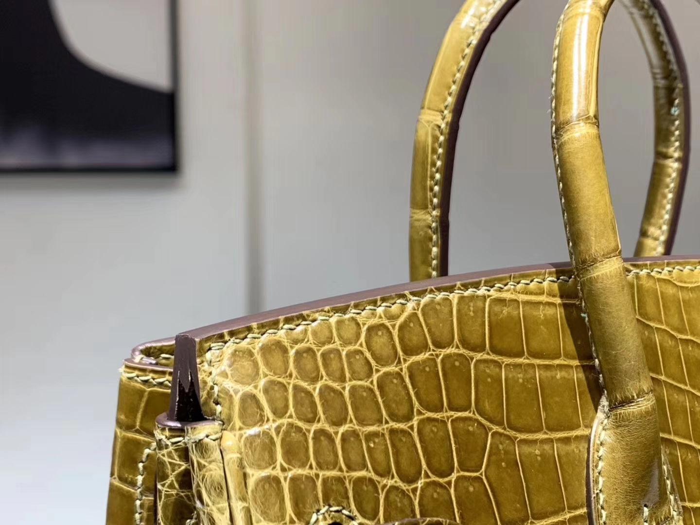 Hermès（爱马仕）Brikin铂金包 鳄鱼皮 焦糖杏色 25cm