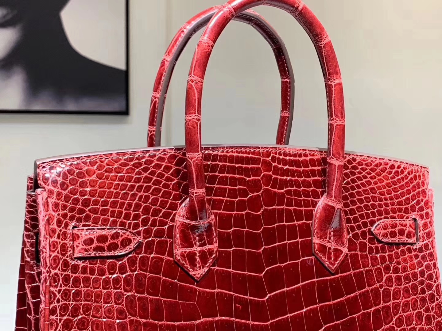 Hermès（爱马仕）Brikin铂金包 鳄鱼皮 波尔多酒红 30cm