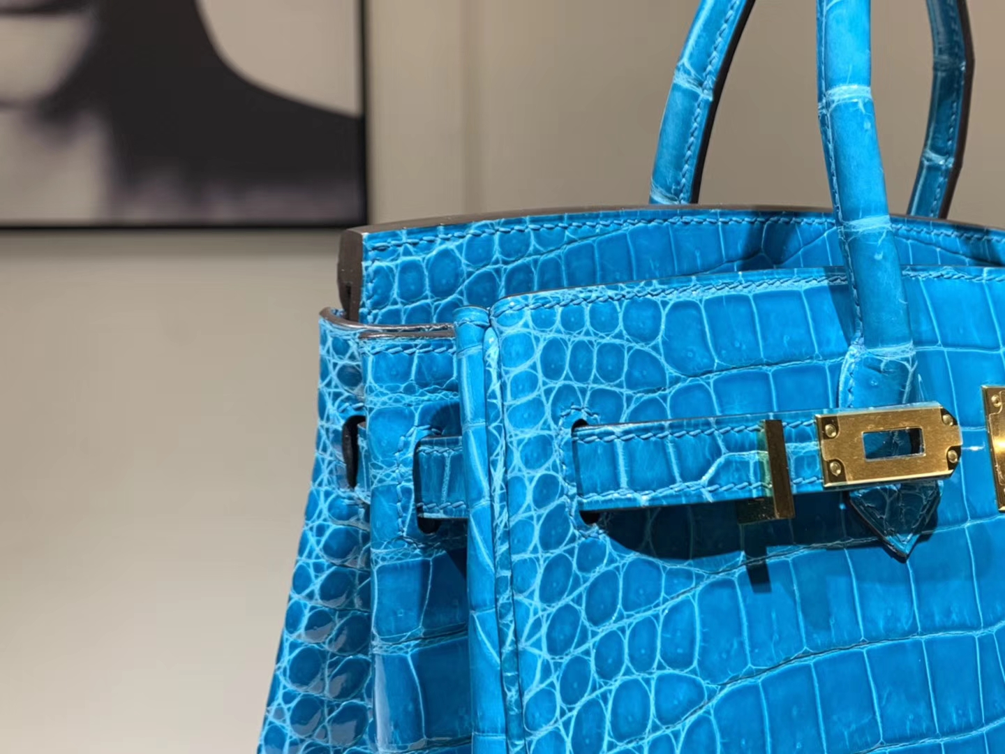 Hermès（爱马仕）Brikin铂金包 鳄鱼皮 湖水蓝 现货 25cm