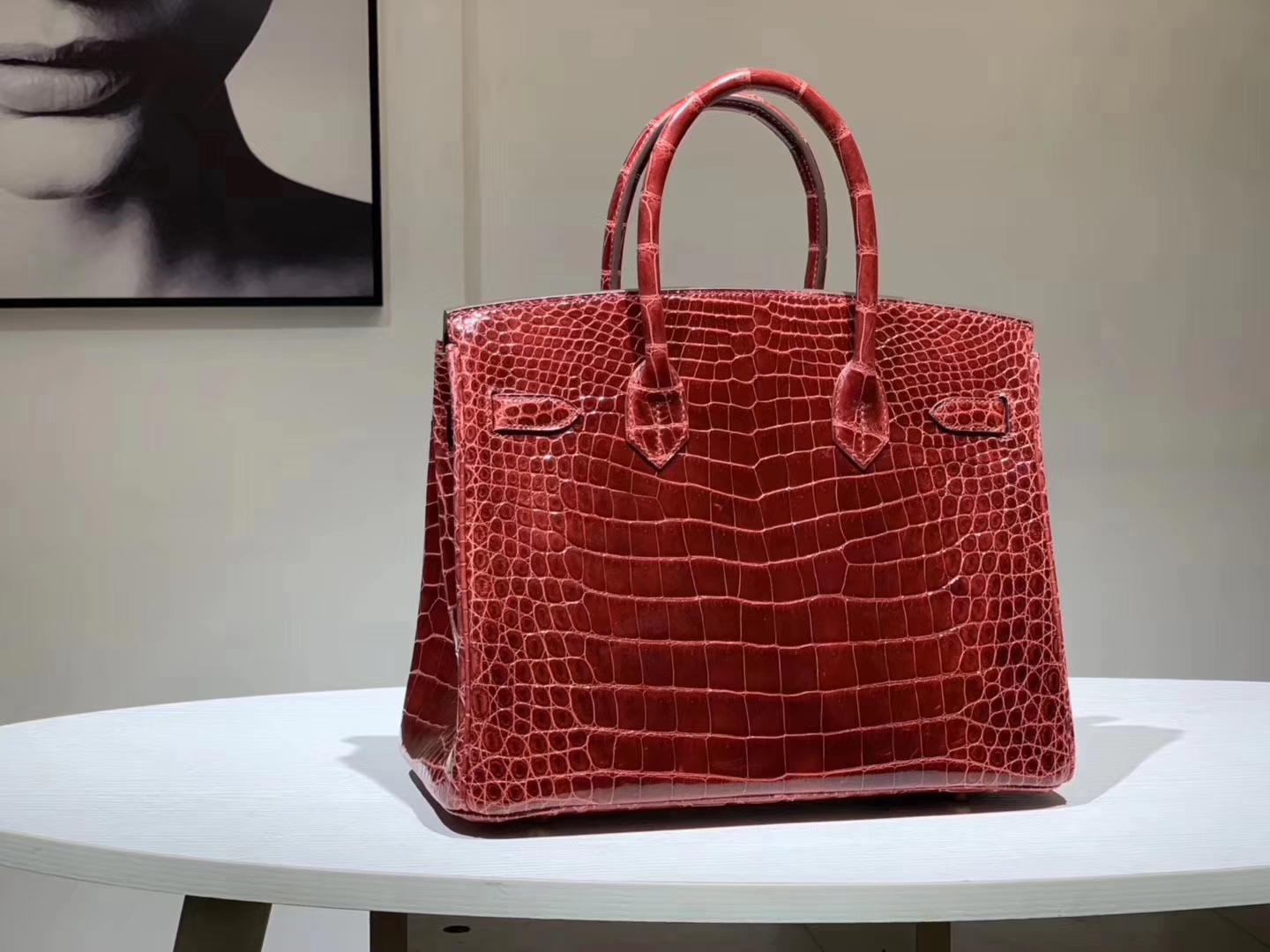 Hermès（爱马仕）Brikin铂金包 鳄鱼皮 波尔多酒红 30cm