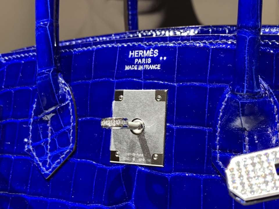 Hermès（爱马仕）Birkin 铂金包 鳄鱼皮 纯手工 电光蓝 银扣 全套专柜包装