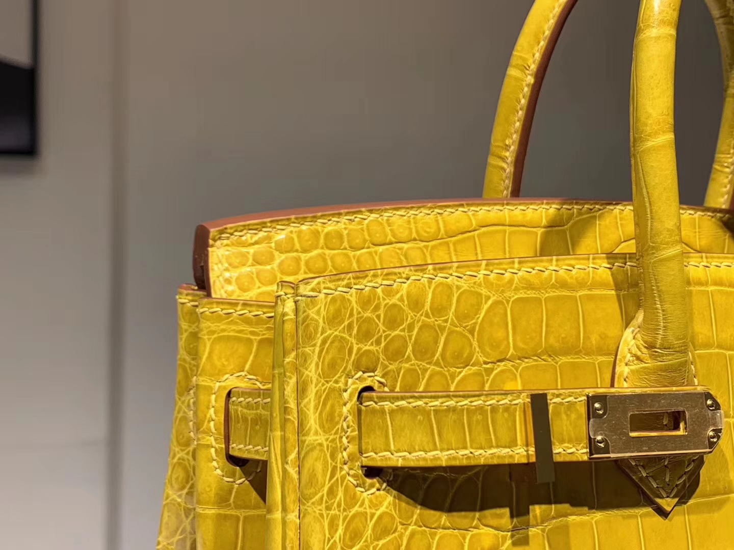Hermès（爱马仕）Brikin铂金包 鳄鱼皮 9D 琥珀黄 现货