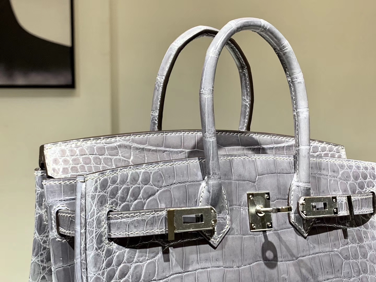 Hermès（爱马仕）Brikin铂金包 鳄鱼皮 沥青灰 现货 25cm