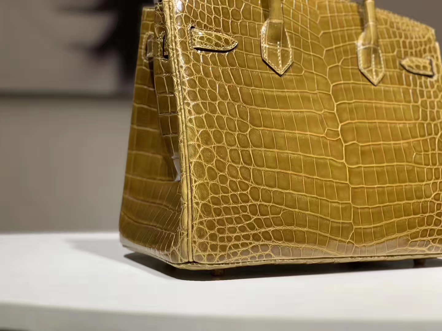 Hermès（爱马仕）Brikin铂金包 鳄鱼皮 姜皮黄 25cm 现货