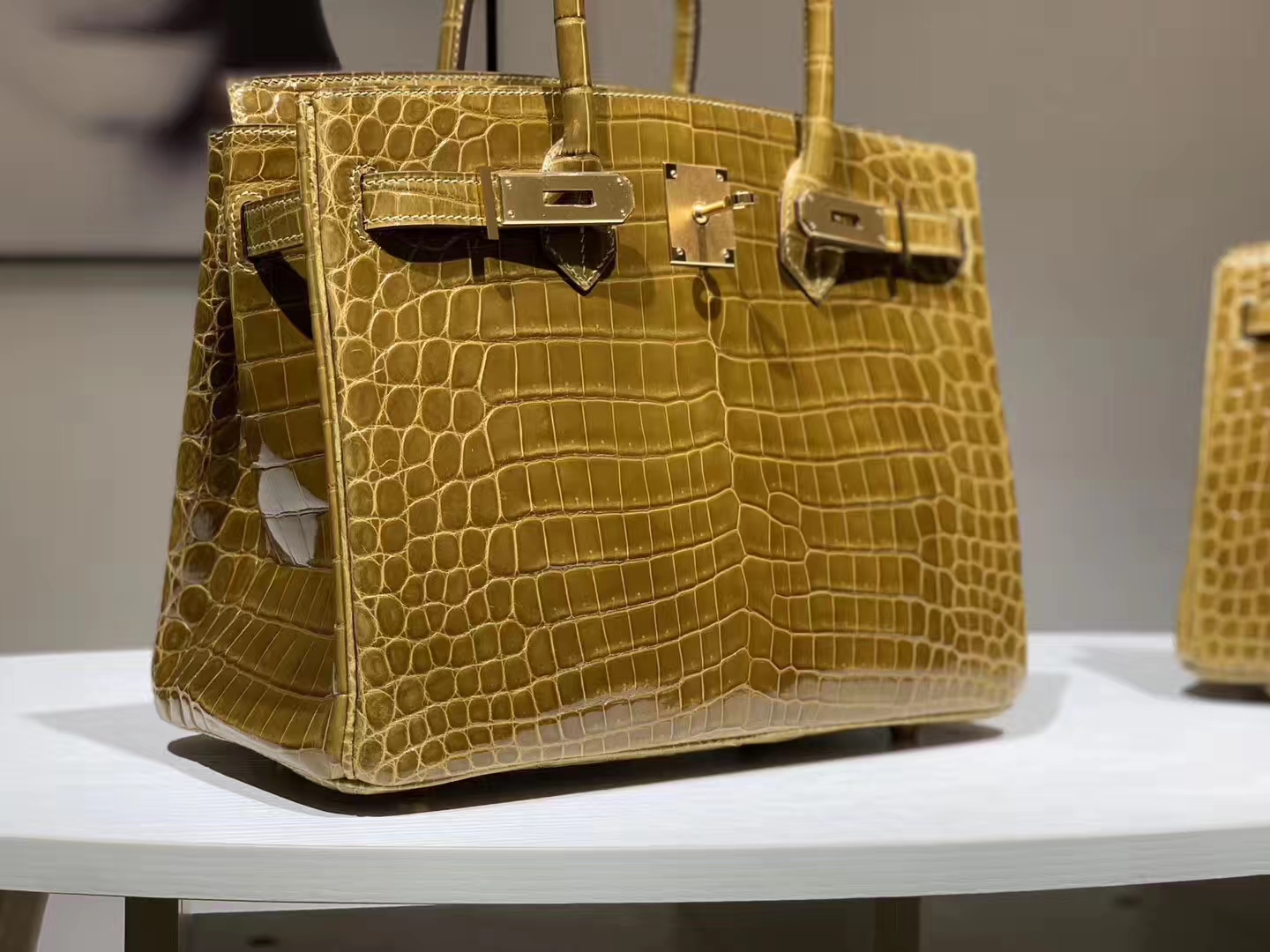 Hermès（爱马仕）Brikin铂金包 鳄鱼皮 姜皮黄 25cm 现货