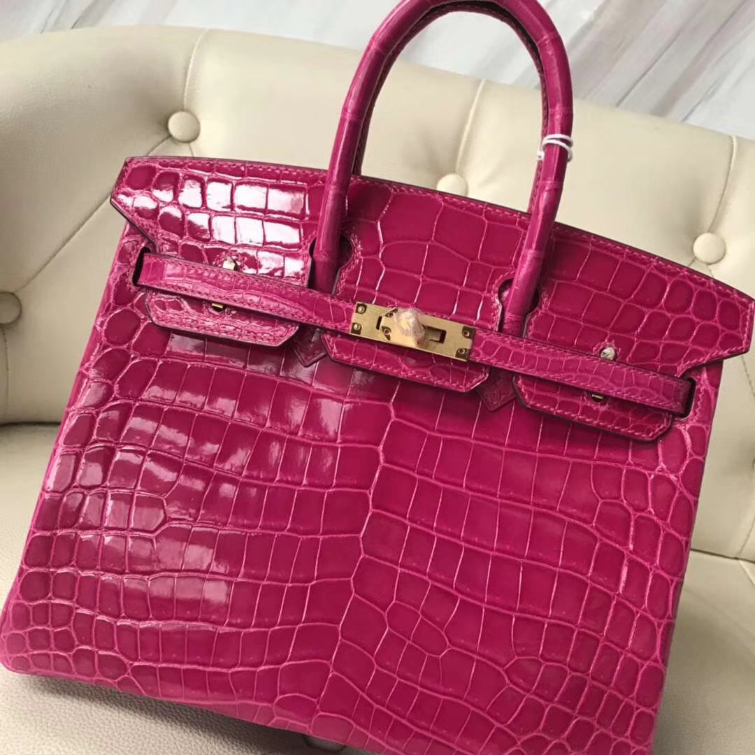Hermès(爱马仕)Birkin Crocodile shiny 亮面鳄鱼 J5 天方夜谭粉紫 金扣 现货 25cm-拉尔森鳄鱼皮具定制 - 爱马仕包包官网 Hermès(爱马仕)Birkin Crocodile shiny 亮面鳄鱼 J5 天方夜谭粉紫 金扣 现货 25cm