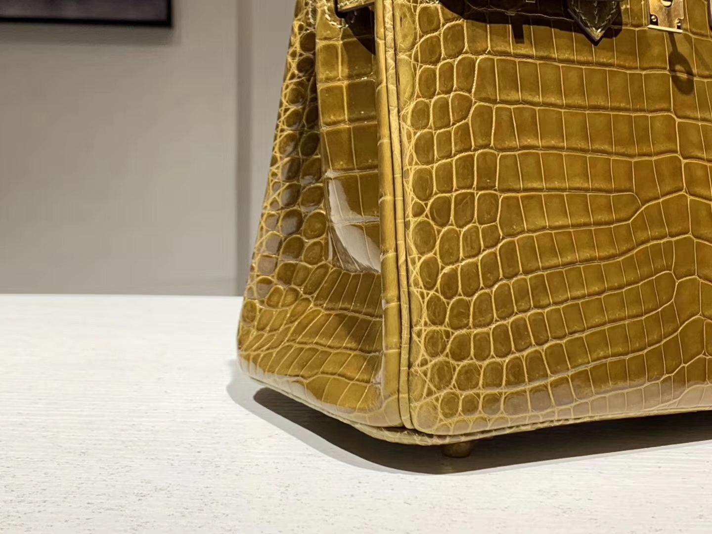 Hermès（爱马仕）Brikin铂金包 鳄鱼皮 焦糖杏色 25cm