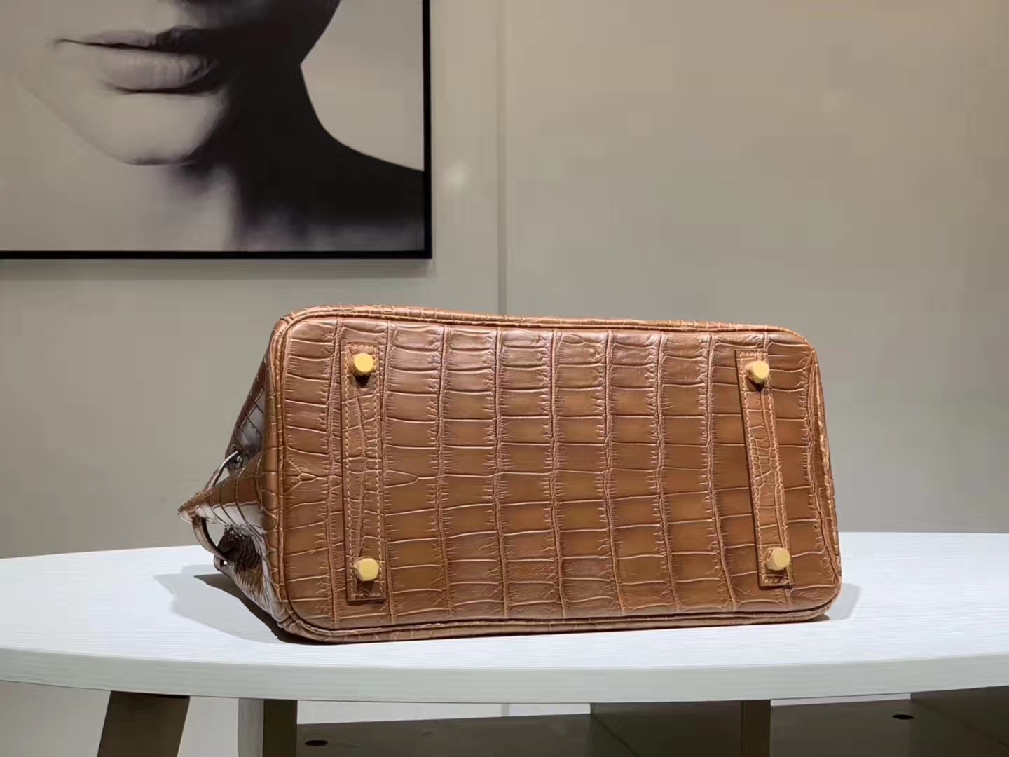 Hermès（爱马仕）Brikin铂金包 鳄鱼皮 焦糖色 30cm 现货