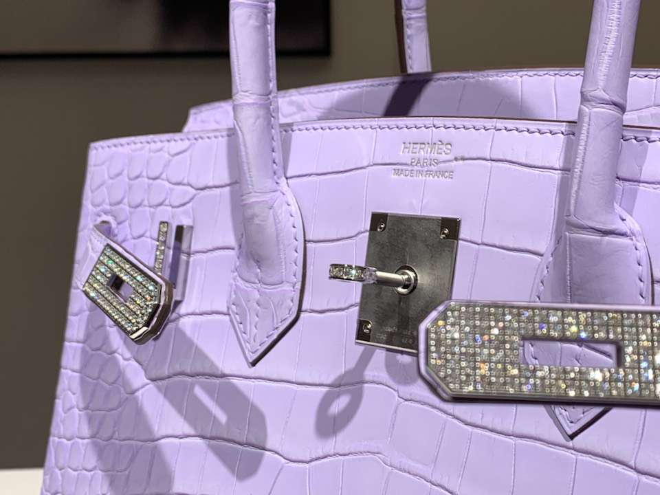 Hermès（爱马仕）Birkin 铂金包 香芋紫 带钻银扣 鳄鱼皮 纯手工 25cm