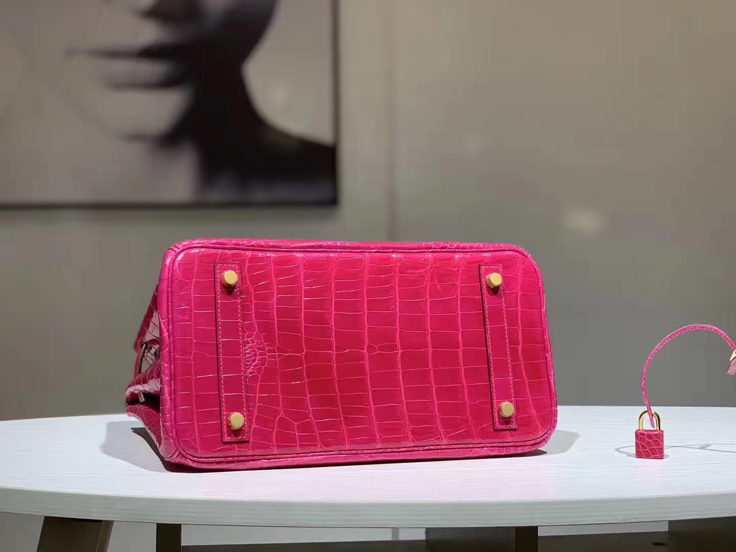 Hermès（爱马仕）Brikin铂金包 鳄鱼皮 玫红色 30cm 现货