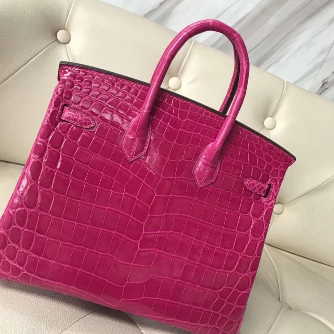 Hermès（爱马仕）Birkin Crocodile shiny 亮面鳄鱼  J5 天方夜谭粉紫 金扣 现货 25cm