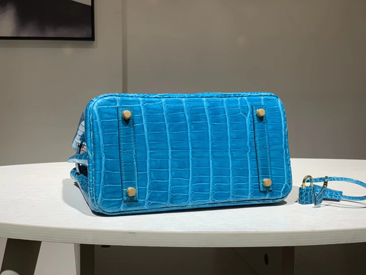 Hermès（爱马仕）Brikin铂金包 鳄鱼皮 湖水蓝 现货 25cm