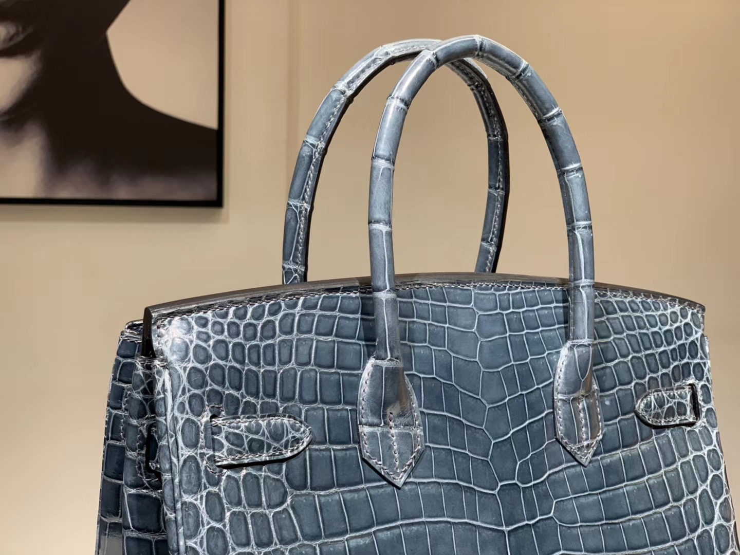 Hermès（爱马仕）Brikin铂金包 鳄鱼皮 风暴蓝 30cm