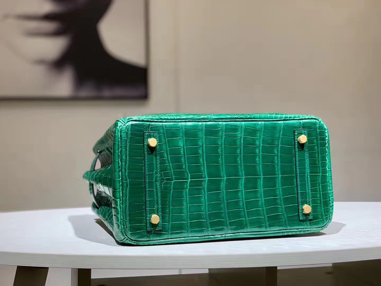 Hermès（爱马仕）Birkin 铂金包 鳄鱼皮 翡翠绿 25cm 金扣 现货