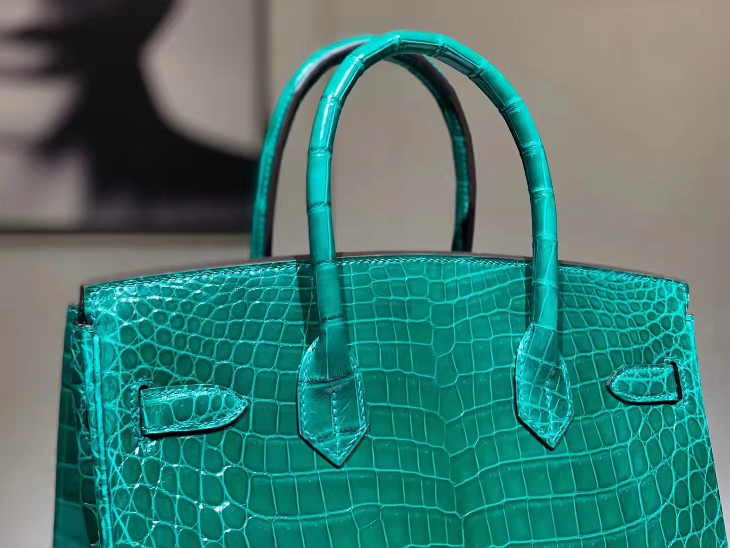 Hermès（爱马仕）Brikin铂金包 鳄鱼皮 仙人掌绿 25cm