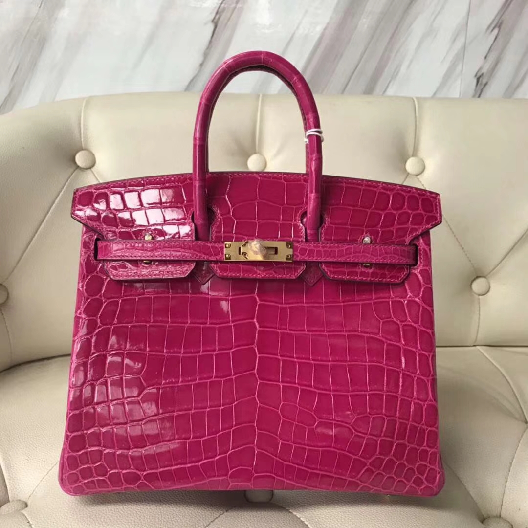 Hermès（爱马仕）Birkin Crocodile shiny 亮面鳄鱼  J5 天方夜谭粉紫 金扣 现货 25cm